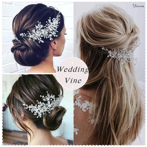 Unicra Bride Flower Hair Vine Crystal Bridal Hair Piece Rhinestone Party Hair main image 4
